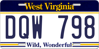 WV license plate DQW798