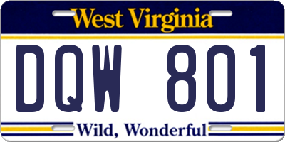 WV license plate DQW801