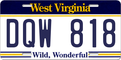 WV license plate DQW818