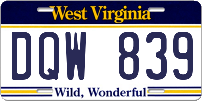 WV license plate DQW839