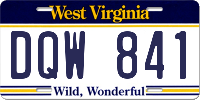 WV license plate DQW841