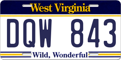 WV license plate DQW843