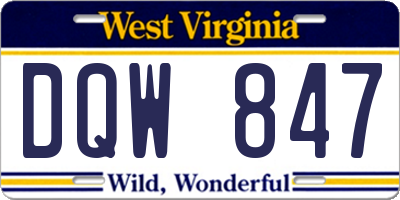 WV license plate DQW847