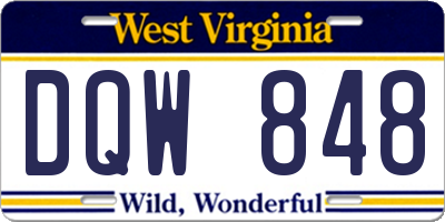 WV license plate DQW848