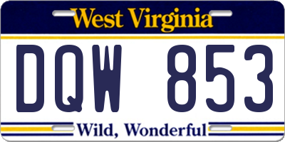 WV license plate DQW853