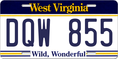 WV license plate DQW855