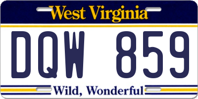 WV license plate DQW859