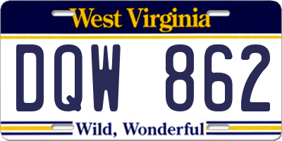 WV license plate DQW862