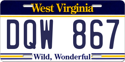WV license plate DQW867