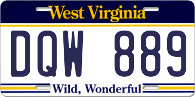 WV license plate DQW889