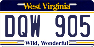 WV license plate DQW905