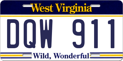 WV license plate DQW911