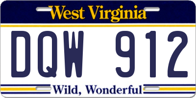 WV license plate DQW912