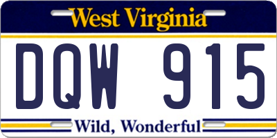 WV license plate DQW915
