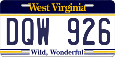 WV license plate DQW926