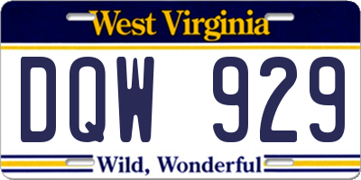 WV license plate DQW929