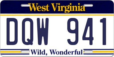 WV license plate DQW941