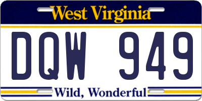 WV license plate DQW949