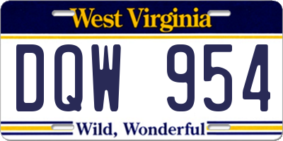 WV license plate DQW954