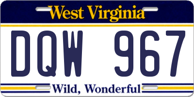 WV license plate DQW967