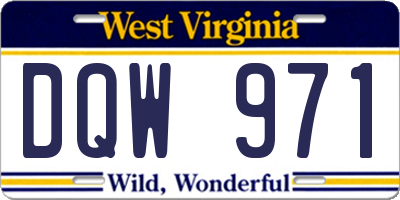 WV license plate DQW971