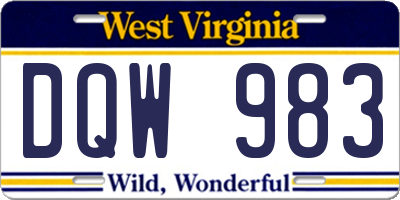 WV license plate DQW983