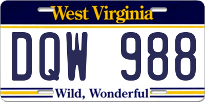 WV license plate DQW988