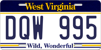 WV license plate DQW995