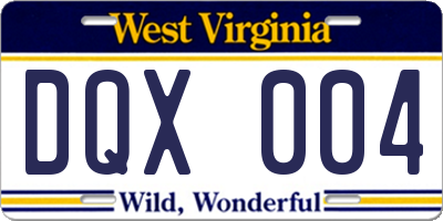 WV license plate DQX004