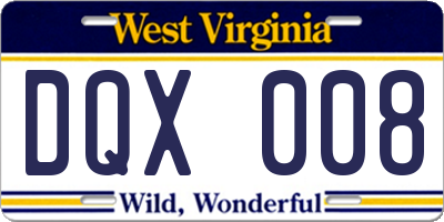 WV license plate DQX008
