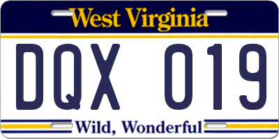 WV license plate DQX019