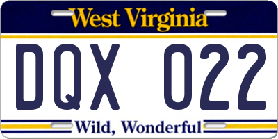 WV license plate DQX022