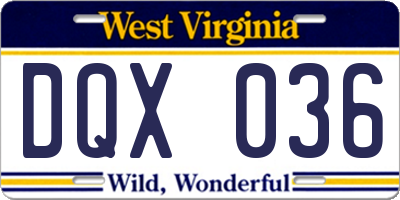 WV license plate DQX036