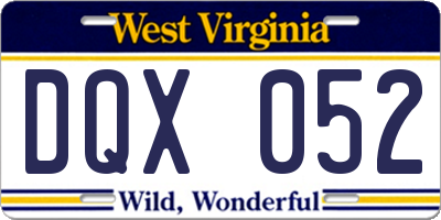 WV license plate DQX052