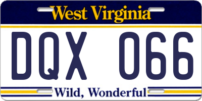 WV license plate DQX066