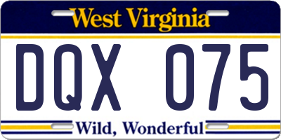 WV license plate DQX075