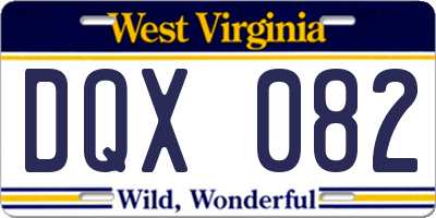WV license plate DQX082