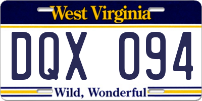 WV license plate DQX094