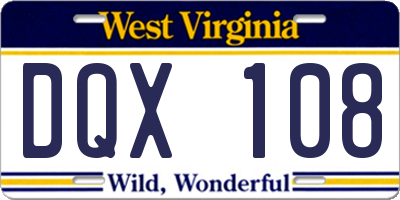WV license plate DQX108