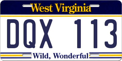 WV license plate DQX113