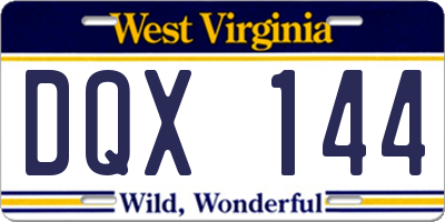 WV license plate DQX144