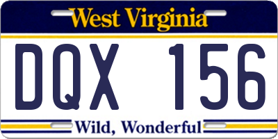 WV license plate DQX156