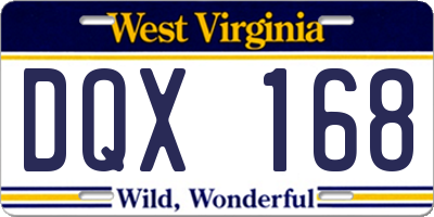 WV license plate DQX168