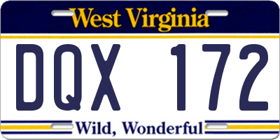 WV license plate DQX172