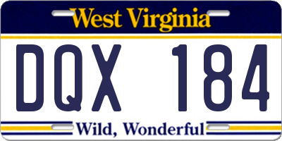 WV license plate DQX184