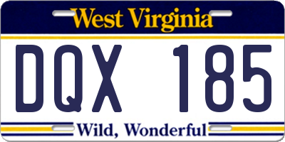 WV license plate DQX185