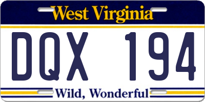 WV license plate DQX194
