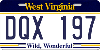 WV license plate DQX197