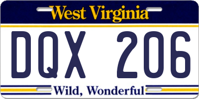 WV license plate DQX206