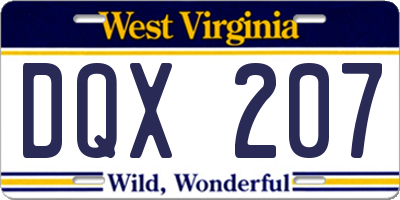 WV license plate DQX207
